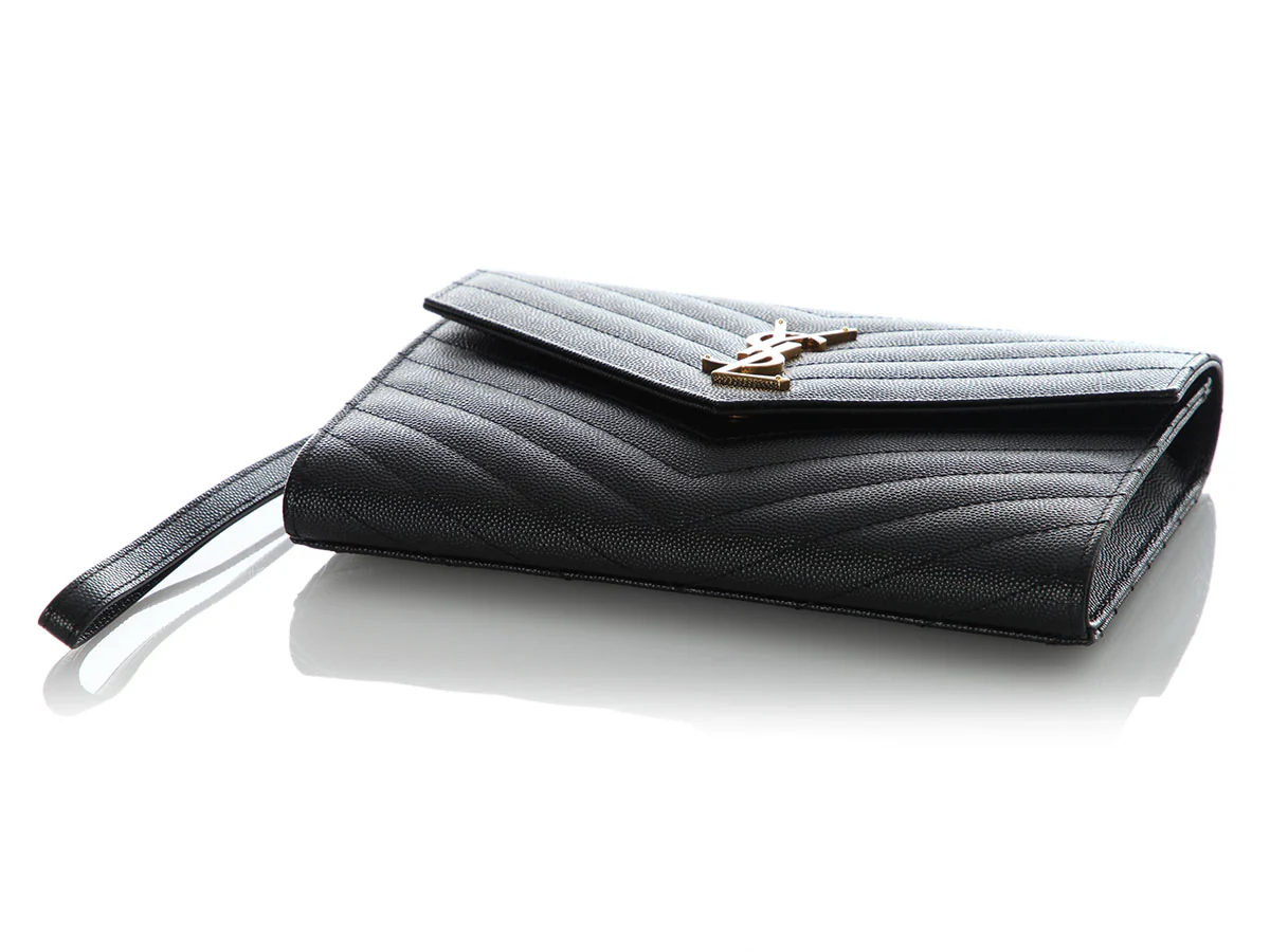 Saint Laurent Black Matelassé Grain de Poudre Cassandre Pouch - Image 6