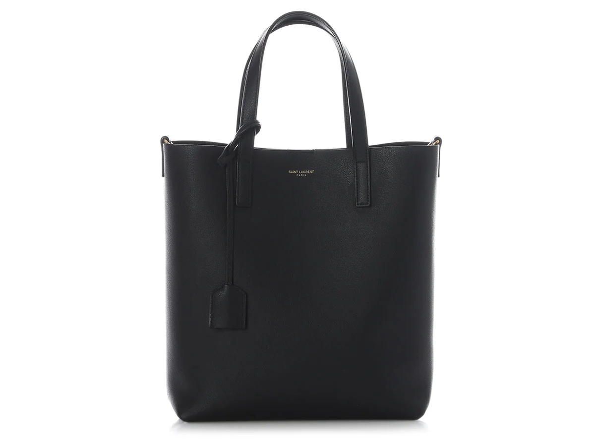 Saint Laurent Black Leather Toy Shopping Tote