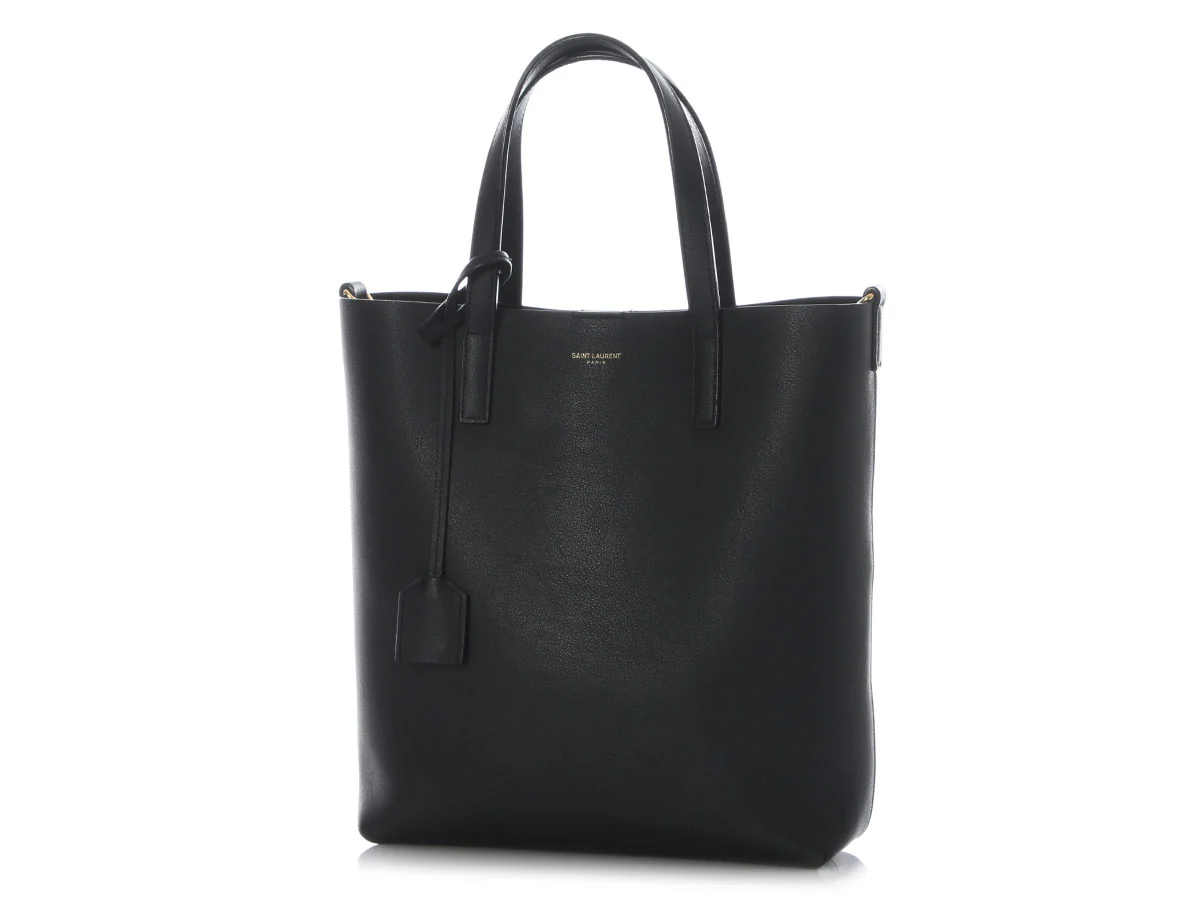 Saint Laurent Black Leather Toy Shopping Tote - Image 2