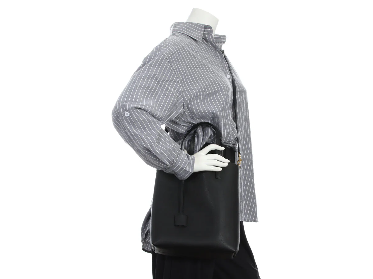 Saint Laurent Black Leather Toy Shopping Tote - Image 9