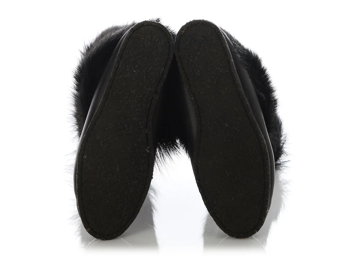 YSL Black Fur Moccasin Boots - Image 6