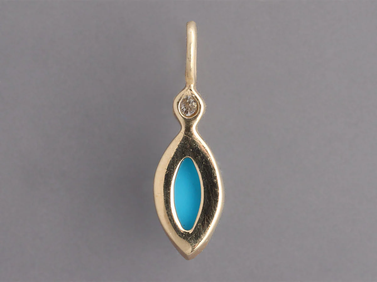 Zahava 10K Yellow Gold Turquoise and Diamond Talisman Charm - Image 4